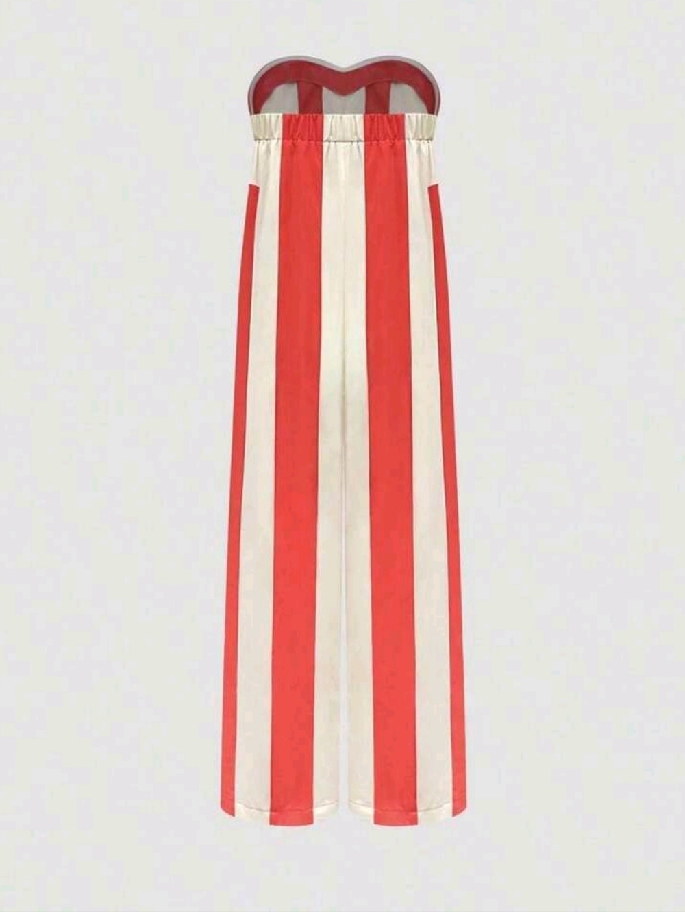 Two-Tone Color Block Tube Top Jumpsuit With Wide Leg, Elegant Loose Romper - Picture 7 of 7